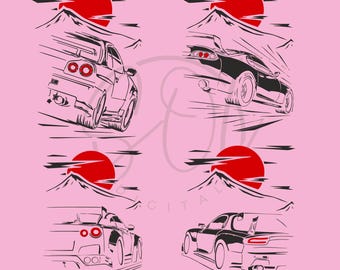 JDM カー ベクター アート、スープラ SVG、ビニール カット ファイル (デジタル ダウンロード)