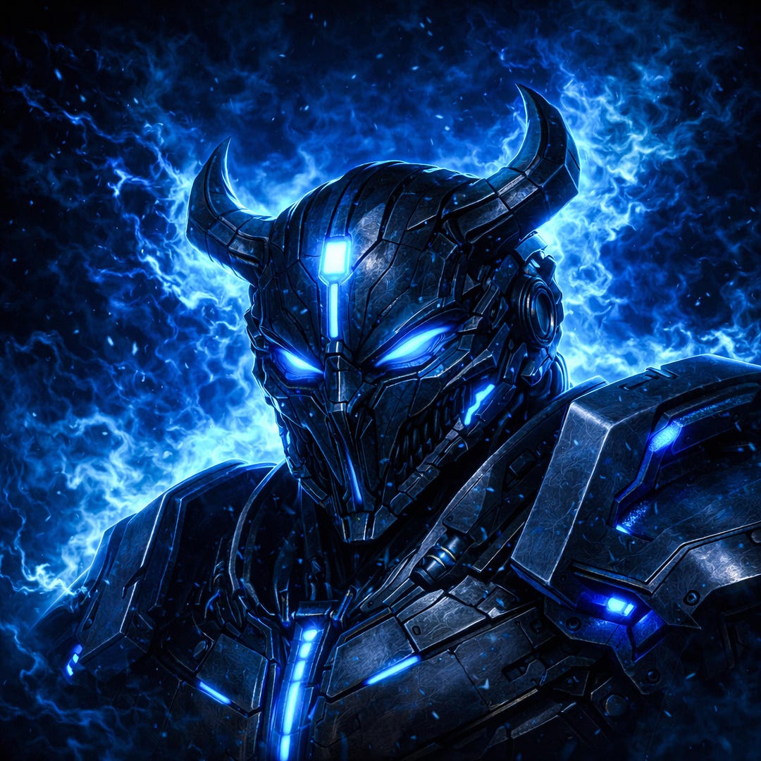 CORE DEMON – Electric Blue Dark Tech Devil Head Cover (3000x3000 PNG ...