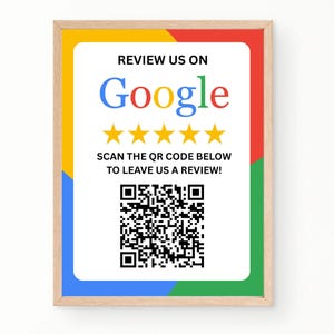 Google Review QR-codebord | Bewerkbare canvassjabloon (afdrukbaar 8,5 x 11 en A4-formaat) (pdf-download)