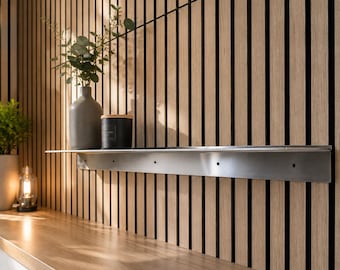 Wandplank van roestvrij staal | Zwevende plank voor de keuken | Modern kruidenrek | Roestvrij | Handgemaakt in Duitsland, 200-1500 mm breed, 100-250 mm diep