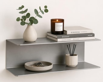 Designhylla i rostfritt stål - borstad på båda sidor, tillverkad av 2 mm rostfritt stål - tillverkad i Tyskland - MaMeLeCh