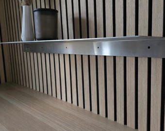 Wandplank van roestvrij staal | Zwevende plank voor de keuken | Modern kruidenrek | Roestvrij | Handgemaakt in Duitsland, 200-1500 mm breed, 100-250 mm diep