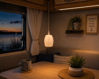 3D-utskriven ankarpensellampa | Nautisk pendellampa | Lampskärm för camping/husvagn | Ankardekoration | MaMeLeCh
