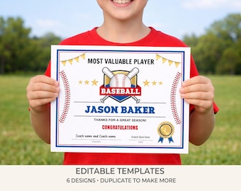 Baseball Award Certificate Bundle | Editable Baseball Certificates | Team Awards Printable