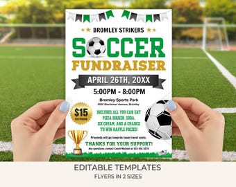 Soccer Fundraiser Flyer Template | Editable School Sports Event