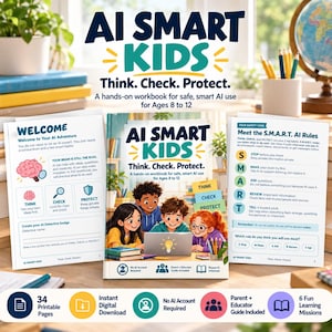 AI Safety Workbook for Kids Ages 8–12 | Printable AI Literacy Activity Bundle
