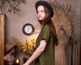 linen maxi dress with short sleeves MONK