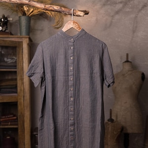 S ready to ship buttoned linen dress LIGHTHOUSE | oversized dress | button up dress | loose summer dress | linen shirt dress
