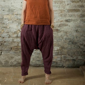 linen pants SHANTI | linen trousers | linen yoga pants | loose linen pants | linen pants women | harem pants | hippie pants | boho pants
