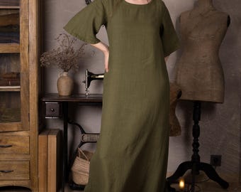 Vestido longo de linho WILLOW, vestido cottagecore, vestido boho, vestido romântico, vestido maxi