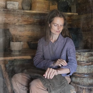 linen shirt CLAIRE | peasant loose linen shirt | linen summer shirt | Victorian era shirt | bohemian linen summer top with long sleeves