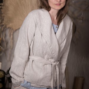linen wrap jacket | loose linen cardigan | linen summer jacket with shawl collar | linen jacket for women | duster jacket | linen blazer