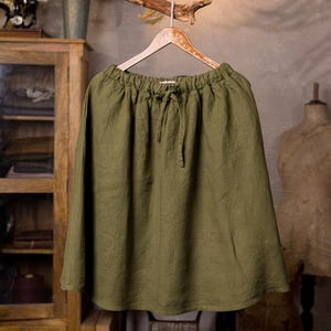 S ready to ship elastic waist midi skirt TULIP – Romantic linen Skirt with Pockets | simple skirt | Loose Fit skirt | Linen Skirt Women