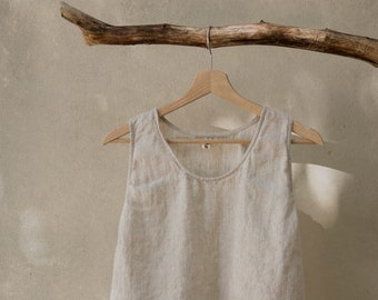 linen top RIVER | sleeveless linen top | with side slits | loose tank top | loose summer top for women | boho linen top