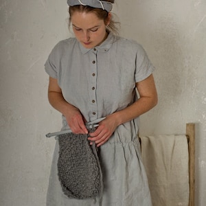 linen dress SHELL | summer shirt dress | romantic buttoned dress | boho dress | breastfeeding-friendly linen dress  | linen shirt dress
