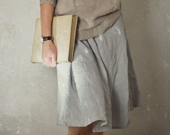 linen skirt SWING | semi-circular linen skirt | elastic waist | midi skirt | linen summer boho skirt | skirt with pockets  | simple skirt