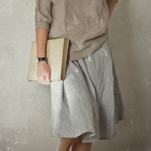 semi-circle skirt SWING | bias cut linen skirt | elastic waist skirt | elastic waist skirt | midi skirt | summer skirt | skirt with pockets