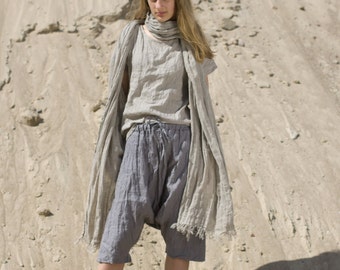 linen harem shorts SHANTI | yoga shorts  |linen drawstring shorts | harem pants | hippie pants