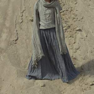 long skirt TULIP | linen skirt | maxi skirt | drawstring waist skirt with pockets | plus size linen summer skirt | elastic waist skirt