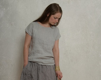 Linen tee shirt SIMPLICITY | loose linen shirt | basic linen top | simple linen top | loose summer top | linen t shirt | relaxed linen top