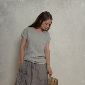 Linen T-Shirt SIMPLICITY | Loose Linen Top with Kimono Sleeves | Relaxed Summer Blouse | Boat Neck Linen Shirt | oversized linen top