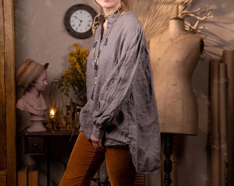 linen shirt SULLY | peasant loose linen shirt | linen summer shirt | Victorian era shirt | 19th century western shirt | steampunk shirt