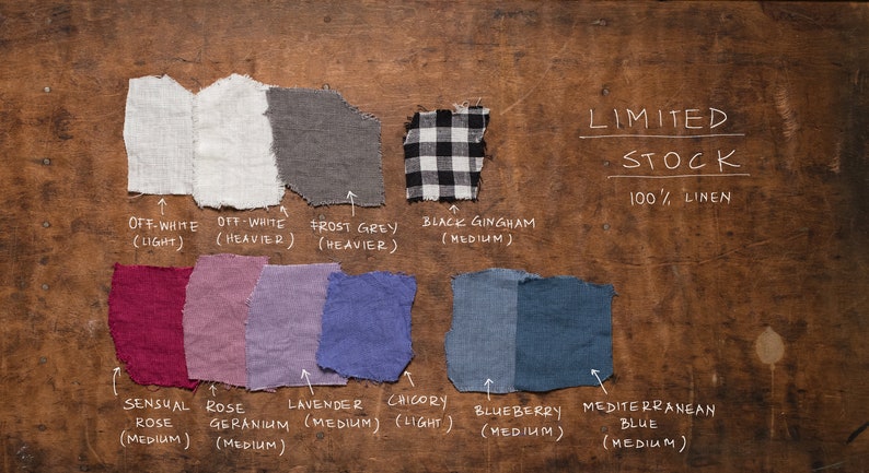 A collection of linen samples to help you pick your fabric color by KnockKnockLinen
