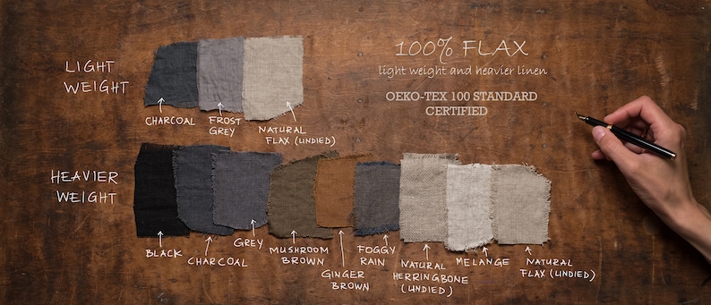 A collection of linen samples to help you pick your fabric color by KnockKnockLinen