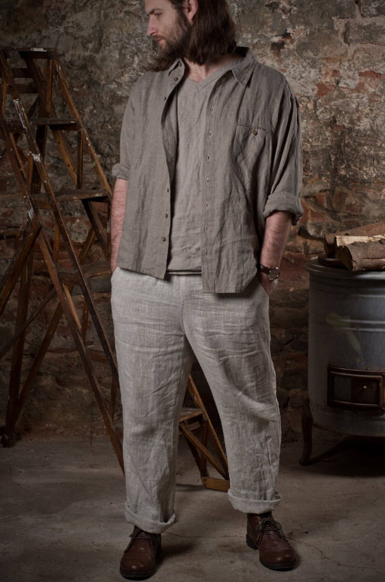 mens linen pants drawstring