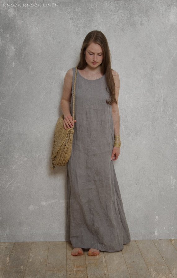 long linen dress MIMOSA, sleeveless dress, linen dress, shift dress, minimalistic dress, handmade dress
