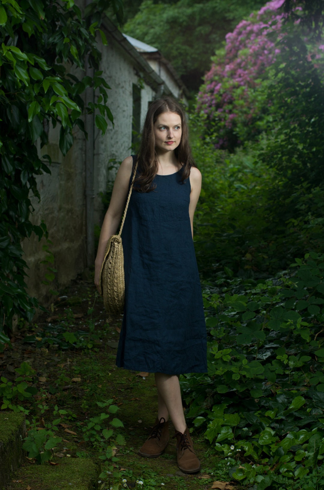 linen sleeveless dress MIMOSA, minimalist summer dress, low back shift dress linen sleeveless dress MIMOSA, minimalist summer dress, low back shift dress
