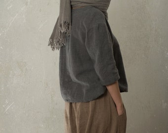 LINEN & WOOL blend top CREEK | winter blouse | wool blouse | top in wool | pullover in wool