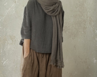 harem pants SHANTI in linen & wool blend | linen trousers | wool trousers | womens winter pants | loose pants