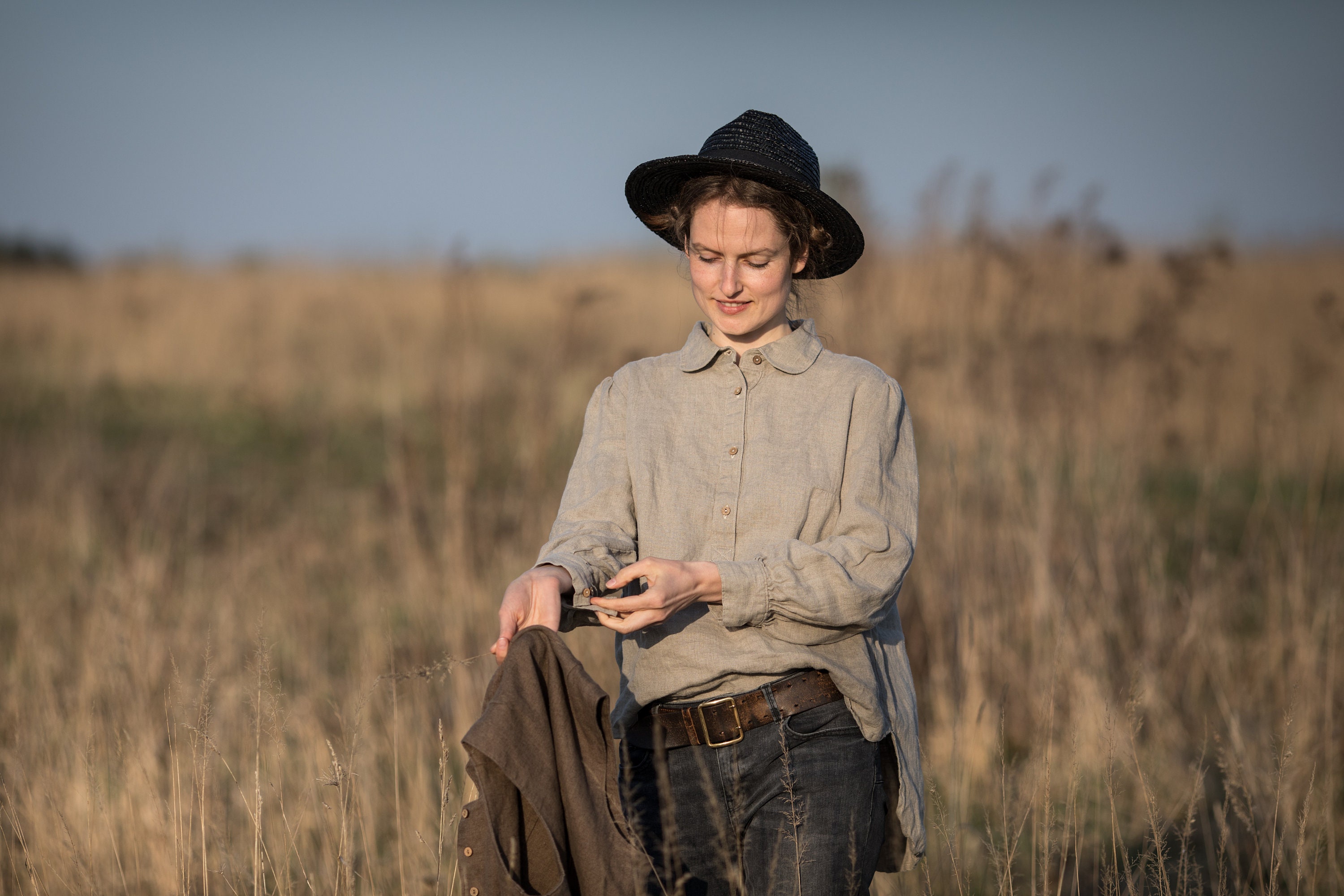 Image of Linen Shirt Claire | Peasant Loose Summer Victorian Era