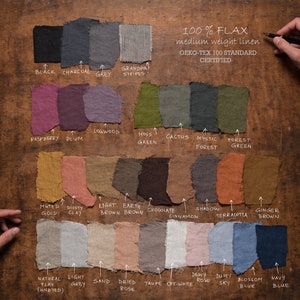 A collection of linen samples to help you pick your fabric color by KnockKnockLinen.