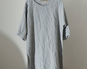 linen dress MOON | loose summer linen dress | half sleeve midi length dress | boho linen dress | midi dress | relaxed fit dress