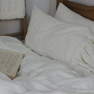 a pair of 2 Linen Pillow Cases with large ruffles