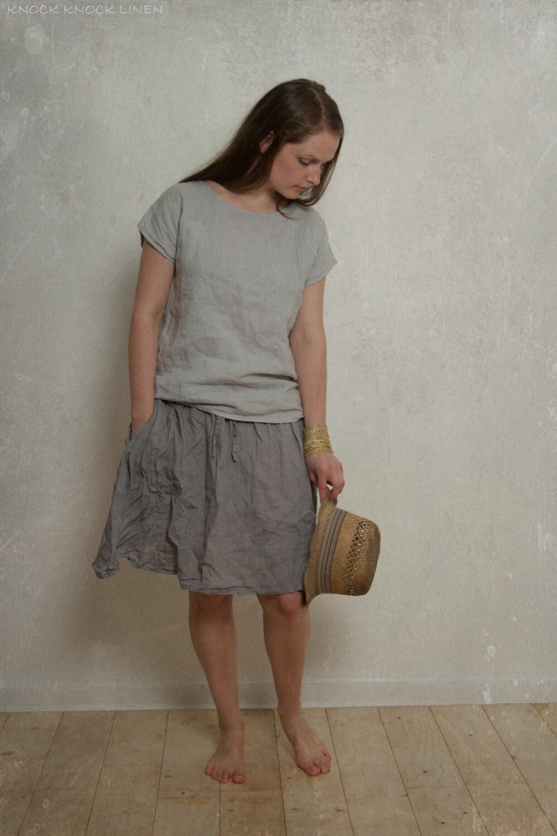 Linen tee shirt SIMPLICITY loose linen shirt basic linen top simple linen top loose summer top linen t shirt relaxed linen top image 1