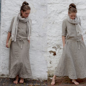 long linen dress MONK | dress with long sleeves | loose dress | bohemian dress | medieval dress | summer dress | festival dress