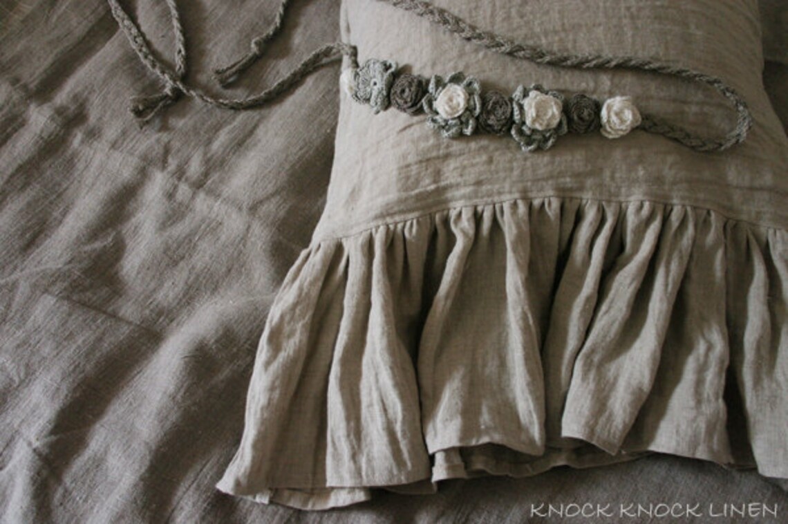 Set of 2 RUFFLED LINEN PILLOW Cases Etsy