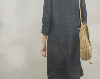 linen dress DUNE | loose summer dress | dress with sleeves and pockets | summer dress women | tunic dress | kaftan dress | oversized dress