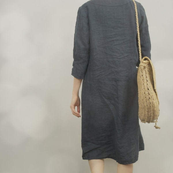 linen dress DUNE | loose summer dress | dress with sleeves and pockets | summer dress women | tunic dress | kaftan dress | oversized dress