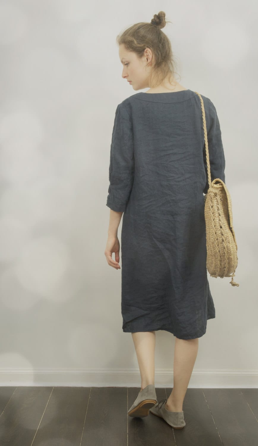Linen Dress DUNE Loose Summer Dress Dress With Sleeves and Pockets