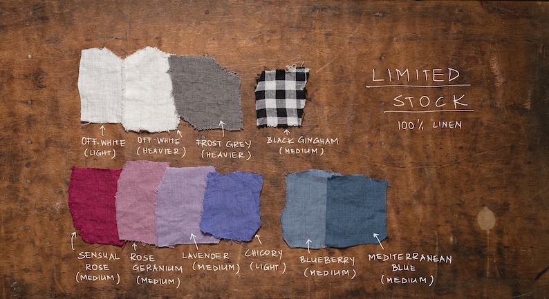 A collection of linen samples to help you pick your fabric color by KnockKnockLinen