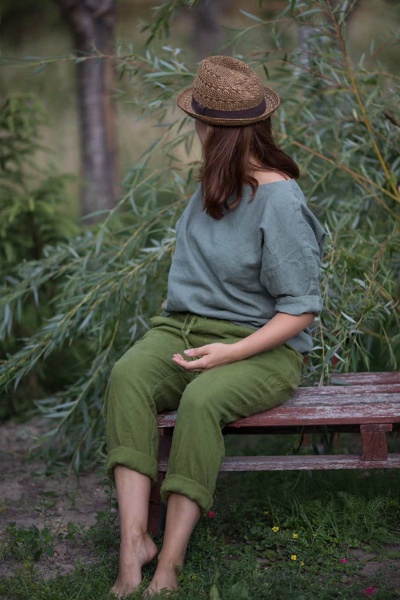 linen kimono top PRIMITIVE | loose linen summer top | linen summer blouse | linen blouse women | 3/4 sleeves | linen basic top