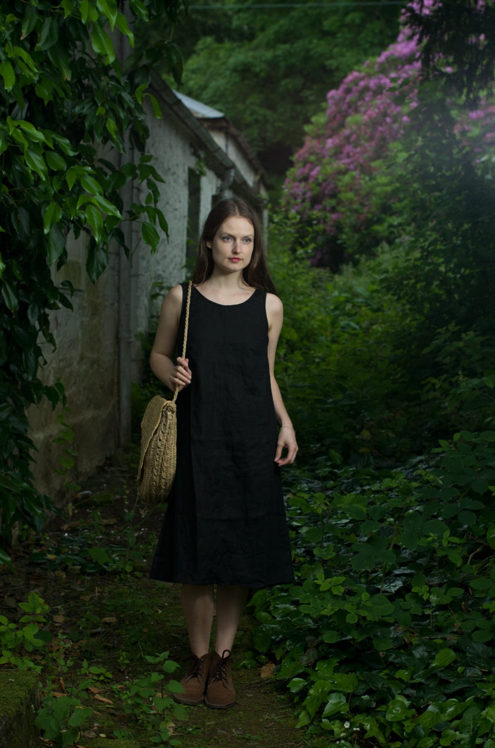 Image of Linen Sleeveless Dress Mimosa | Lower Back