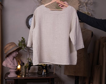 LINEN & WOOL top CREEK | ready to be shipped | winter blouse | wool blouse | top in wool | pullover in wool