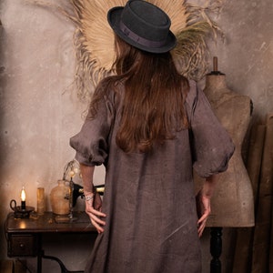 A linen dress called NOMAD, a boho maxi linen dress with half sleeves, a loose linen summer dress with pockets, and a boho linen wedding dress.