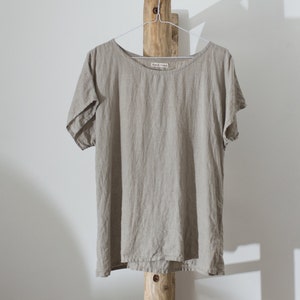 loose linen summer top SIMPLICITY | bohemian style soft linen top | boat neck linen summer t-shirt for women | basic linen top