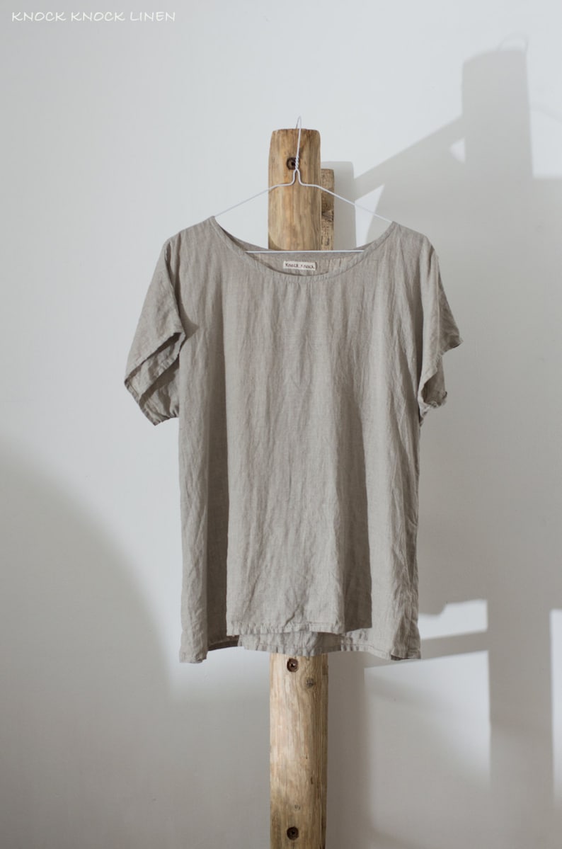 loose linen summer top SIMPLICITY | bohemian style soft linen top | boat neck linen summer t-shirt for women | basic linen top